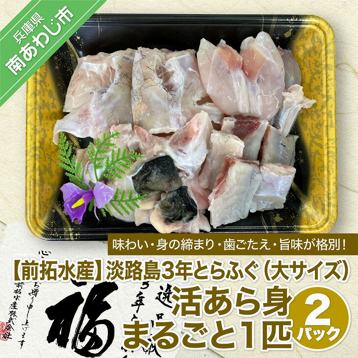 [冷蔵]淡路島3年とらふぐ(大サイズ)活あら身まるごと1匹[2Pセット]◆配送10月25日〜3月31日
