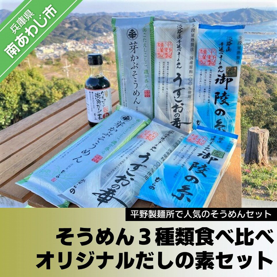 平野製麺所で特に人気のそうめん3種類食べ比べ オリジナルだしの素1本セット ふるさと納税 そうめん