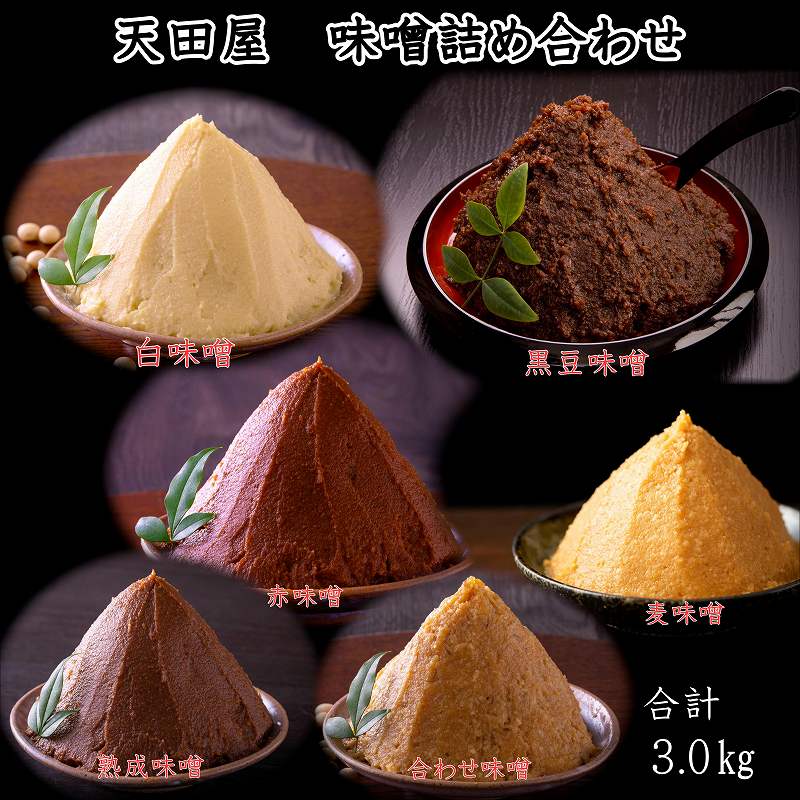 【ふるさと納税】天田屋　味噌詰め合わせ（500g×6種類＝3.0kg）