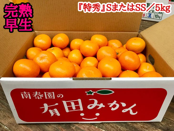 [完熟早生・有田みかん] 『特秀』SまたはSSサイズ/5kg [ミカン 蜜柑 柑橘 温州みかん 和歌山 有田]