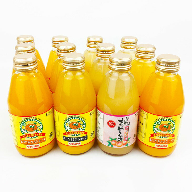 【ふるさと納税】和歌山有田産みかん・きよみ・もものフルーツジュース 200ml×12本セット