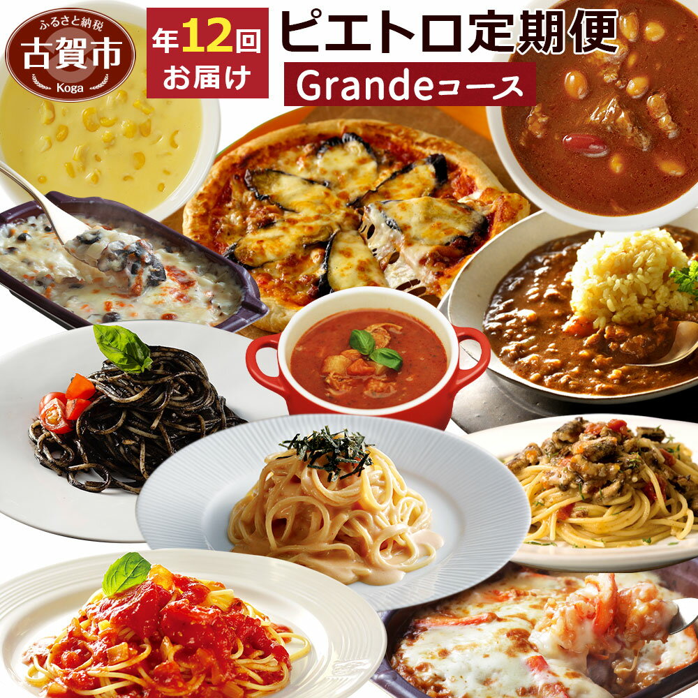 【ふるさと納税】ピエトロシェフの厳選定期便Grandeコース【年12回発送】 (パスタソース・スープ・冷凍ピザ・冷凍ドリア・冷凍パスタ・冷凍スープ) 定期発送 保存食 備蓄 レトルト 冷凍 送料無料 【2021年1月〜12月まで計12回お届け】