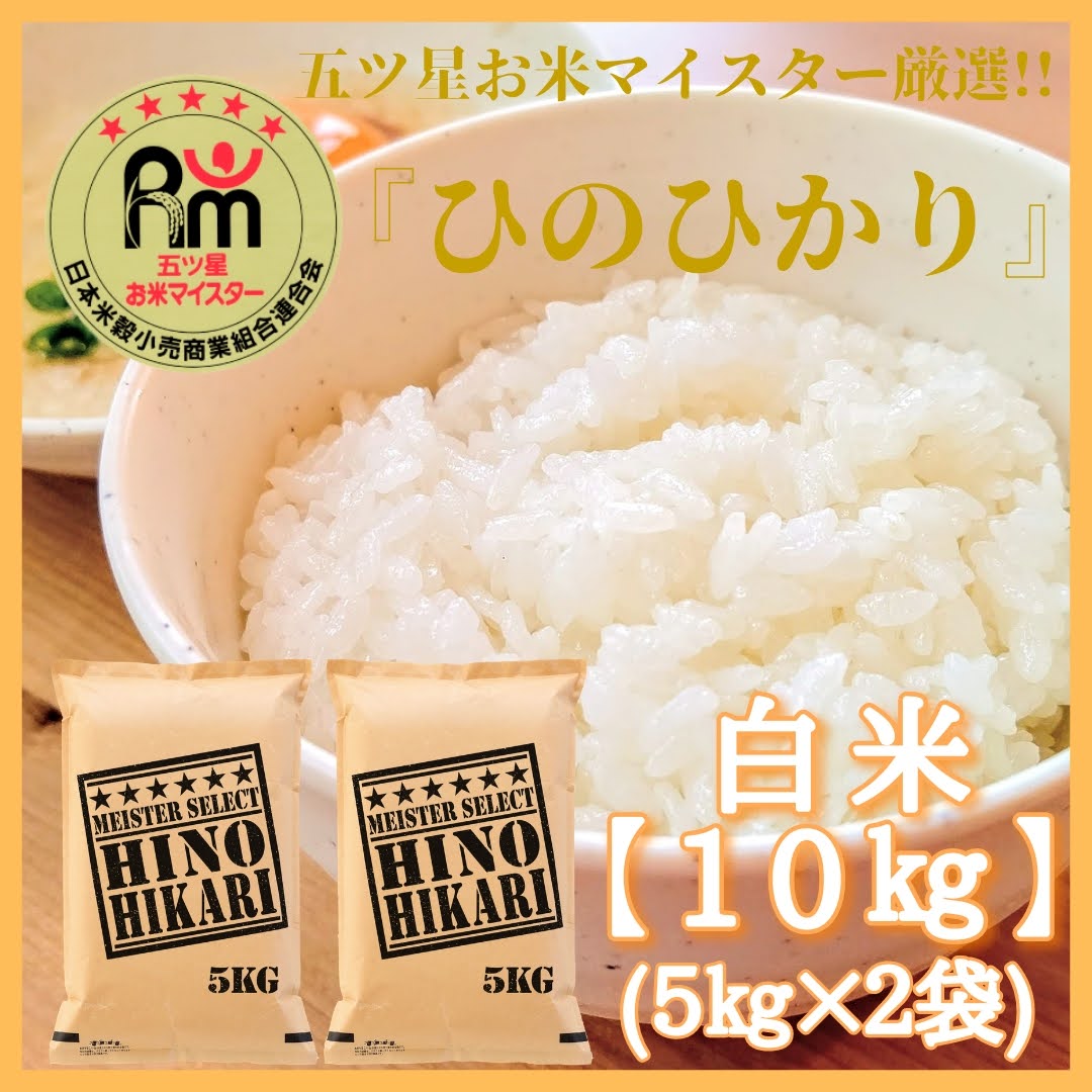 【ふるさと納税】ヒノヒカリ　白米　10kg【五つ星お米マイスター厳選！】（CI643）
