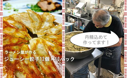 絶品！！ラーメン屋が作る自家製　肉汁溢れるジューシー餃子(餃子12個入×10パック)（CM012）