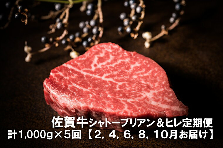 お箸で切れるほどの柔らかさ♪ 幻の部位! 佐賀牛定期便3(2,4,6,8,10月お届け)佐賀牛シャトーブリアンステーキ400g(2枚で400g)佐賀牛ヒレステーキ!600g(3枚で600g)総量約5kg