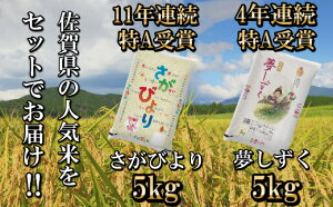 【ふるさと納税】 「令和3年産新米予約」さがびより 夢しずく 食べ比べセット 合計10kg (5kg×2) 新米 米 2021年10月下旬より順次発送(DY065)