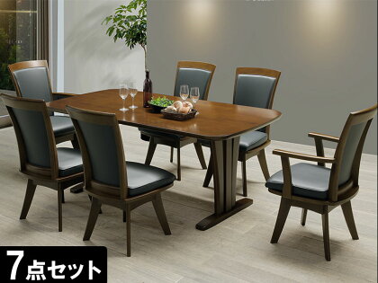 【開梱設置 完成品】ダイニングセット ダイニング7点セット メアー テーブル幅180cm 肘無C-1回転式チェア +肘付4脚・肘無2脚(EO081)