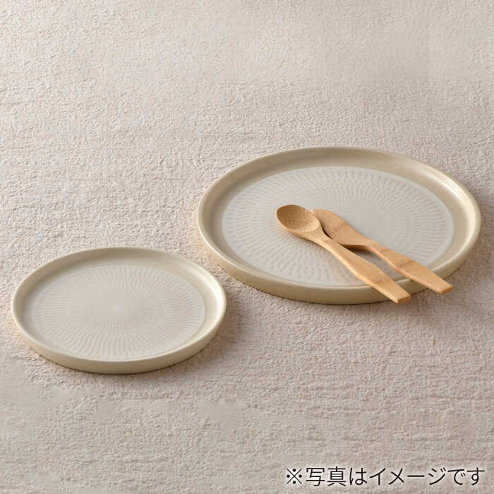 【ふるさと納税】【波佐見焼】白刷毛飛び鉋 プレート M・L 2枚セット 食器 取り皿 陶器【利左エ門窯】 [QB43]