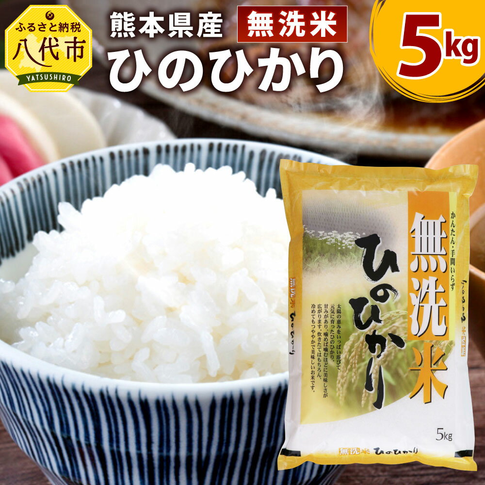 【ふるさと納税】【令和2年産米】【無洗米】熊本 ひのひかり 5kg 5kg×1袋 新米 お米 白米 米 ヒノヒカリ 精米 国産 熊本県産 九州 送料無料