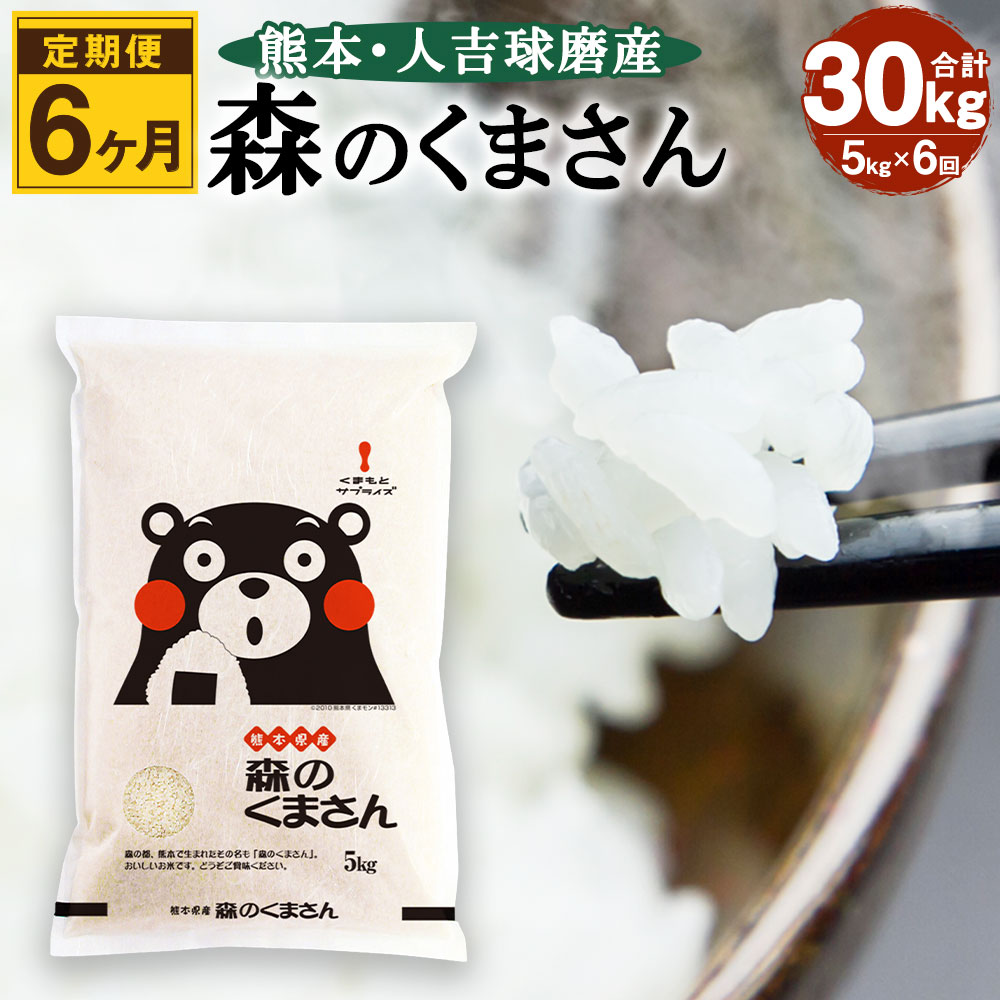 【ふるさと納税】【定期便6ヶ月】熊本 人吉球磨産 森のくまさん 合計30kg 5kg×6回 定期便 令和2年産 米 白米 精米 お米 国産 九州産 熊本県産 送料無料