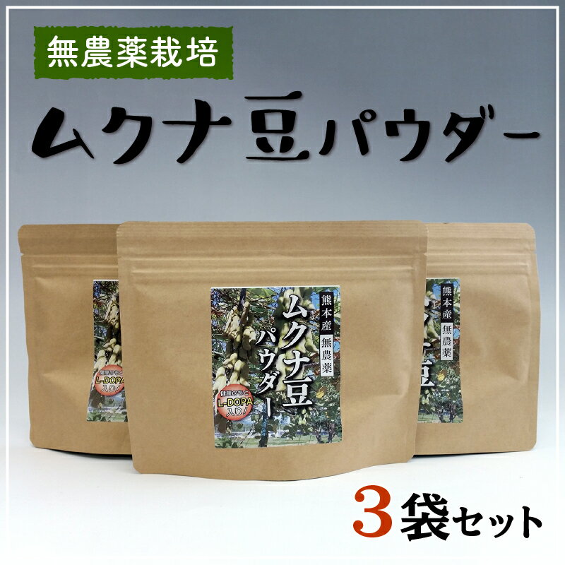 【ふるさと納税】ムクナ豆 パウダー 100g × 3袋 今村農園 無農薬栽培 健康 サプリ サプリメント食品 人気 おすすめ お取り寄せ 国産 むくな 八升豆 L-ドーパ ドーパミン 脳 神経伝達物質 送料無料 【熊本県宇土市】