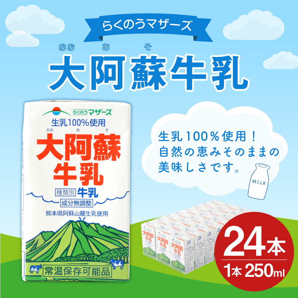 【ふるさと納税】大阿蘇牛乳 24本 250ml×24本 1ケース 牛乳 成分無調整牛乳 生乳100%使用 乳飲料 乳性飲料 らくのうマザーズ ドリンク 飲み物 飲料 セット 紙パック 常温保存可能 ロングライフ 送料無料