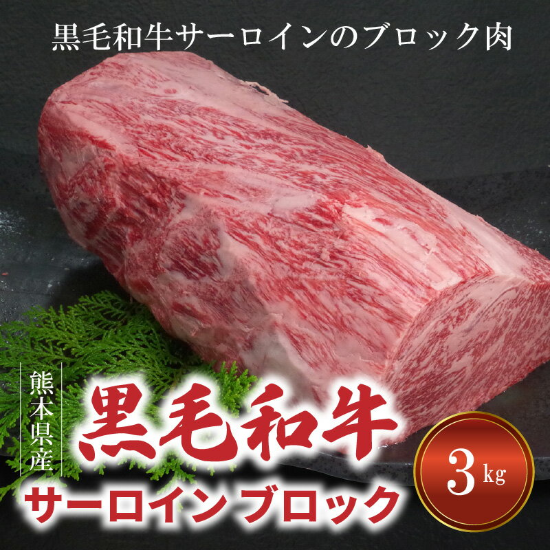 【ふるさと納税】【着日指定】 天草産 黒毛和牛 サーロイン ブロック 3kg とろける 食感 霜降り 肉 牛肉 肉質等級 A4〜A5 熊本県 自社牧場 産地直送 ミシュランビブグルマン獲得 田中畜産 ステーキ 焼き肉 天草 お取り寄せ 送料無料