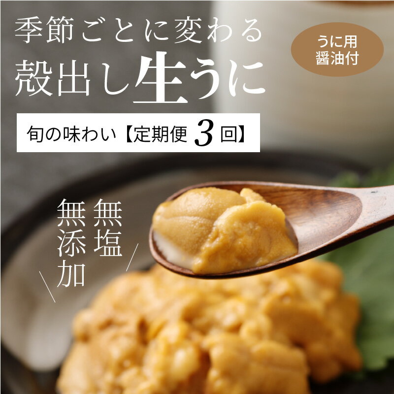 【ふるさと納税】【着日指定】 定期便 3回 季節 変わる 殻出し 生うに 50g 2本 うに 天然 素潜り 無塩 無添加 瓶詰め うに用醤油付き 季節のうに むらさきうに 赤うに ガンガゼウニ 冷蔵 定期便 新鮮 お取り寄せ お取り寄せグルメ 送料無料