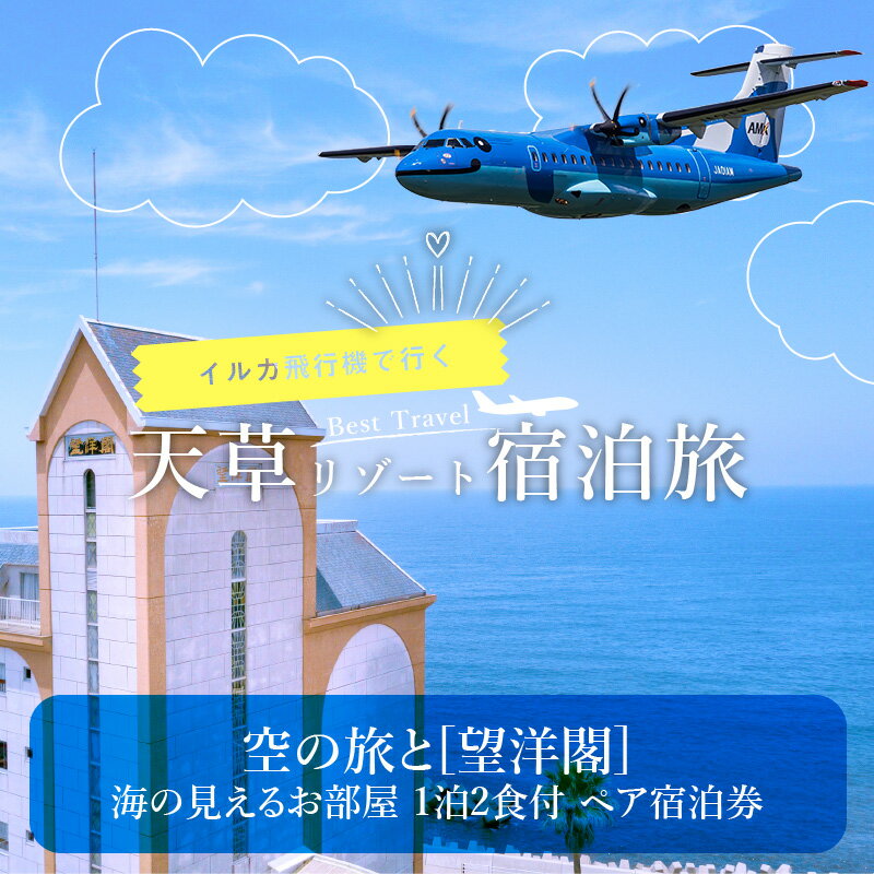 【ふるさと納税】旅行 宿泊 ペア チケット 航空券 1泊2食付き 望洋閣 天草エアライン 海の見えるお部屋 空の旅 イルカ 飛行機その2