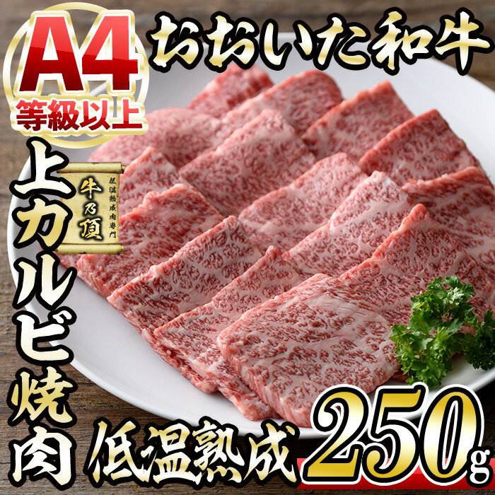 おおいた和牛 上カルビ 焼肉 (250g) 国産 牛肉 肉 霜降り 低温熟成 A4 和牛 ブランド牛 カルビ BBQ 冷凍 大分県 佐伯市[DH219][(株)ネクサ]