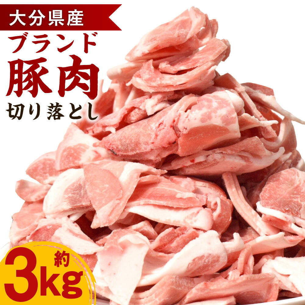 大分県産 「米の恵み」または「奥豊後豚」 切り落とし 約3kg 約500g×6パック ブランド豚肉 こま切れ 細切れ 豚肉 お肉 肉 小分け 冷凍 九州 送料無料