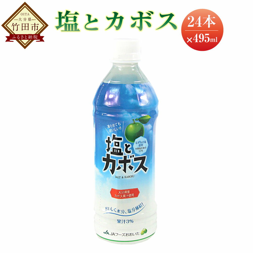 塩とカボス 495ml 24本 大分県 竹田市 カボス かぼす ジュース ドリンク 果汁飲料 国産果汁 無炭酸 九州産 国産 送料無料