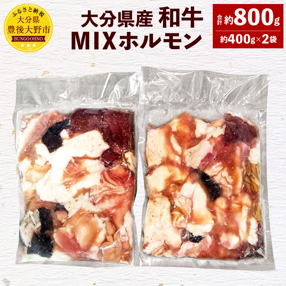 和牛 MIX ホルモン 約800g 約400g×2袋 大分県産 牛肉 お肉 ミックス 小腸 大腸 センマイ ギアラ 冷凍 国産 九州 送料無料