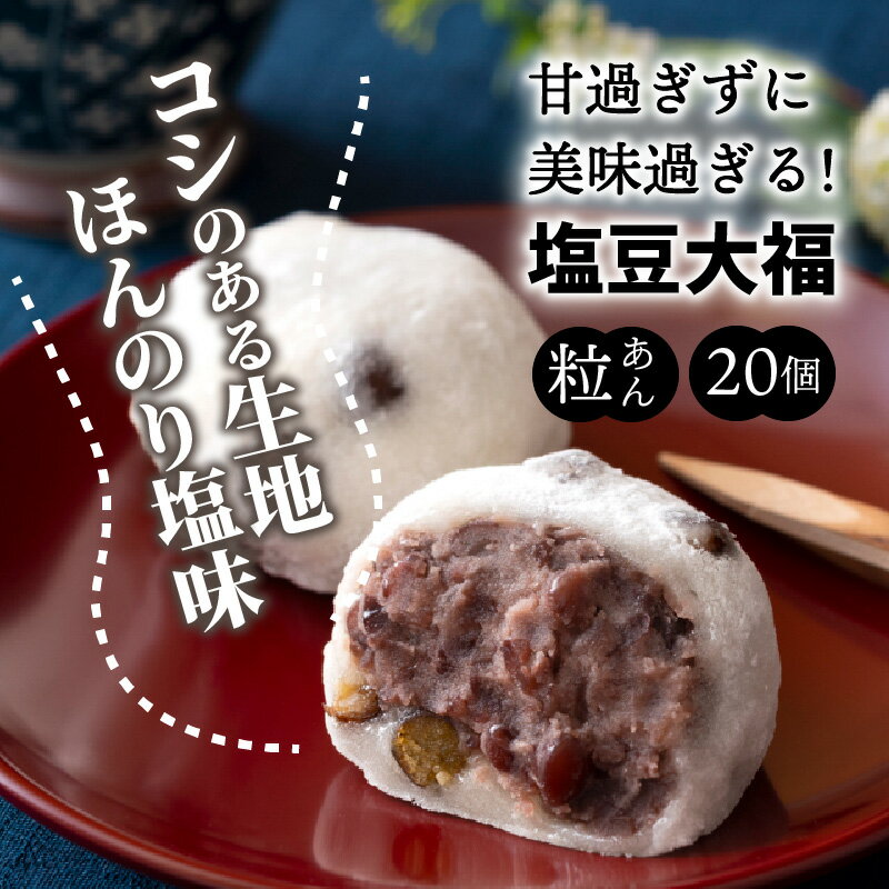 【ふるさと納税】塩豆大福 20個 粒あん 大福 豆大福 お取り寄せ 和菓子 スイーツ 和スイーツ お菓子 お茶うけ おもてなし 甘過ぎずに美味過ぎる 食べ始めると止まらない ギフト 老舗和菓子店 後味サッパリ 送料無料