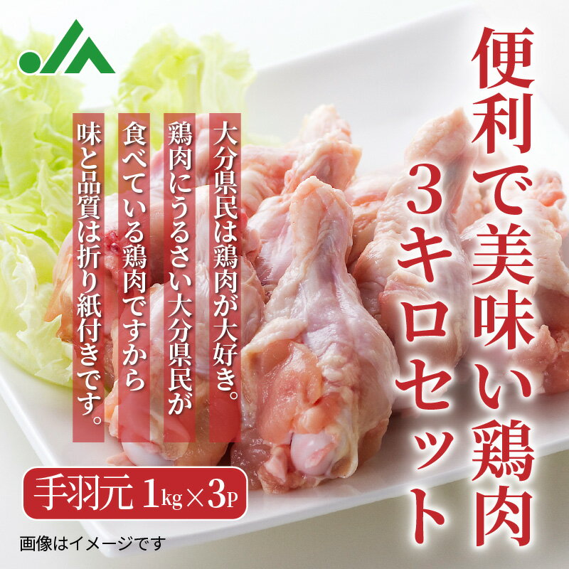 【ふるさと納税】便利で美味い鶏肉3kgセット/手羽元1kg×3P