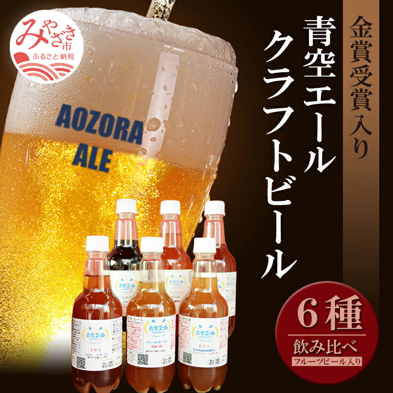 【ふるさと納税】青空エールこだわりのクラフトビール飲み比べ詰め合わせセット〈フルーツビール入り〉6種6本（500mlペットボトル×6本） 青空エール クラフトビール 飲み比べ 詰め合わせ セット フルーツビール お酒 冷蔵 お取り寄せ 宮崎県 宮崎市 送料無料