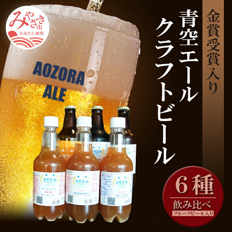 6位! 口コミ数「0件」評価「0」青空エールこだわりのクラフトビール飲み比べ詰め合わせセット〈フルーツビール入り〉6種6本（330ml 瓶×3本、500mlペットボトル×3本･･･ 