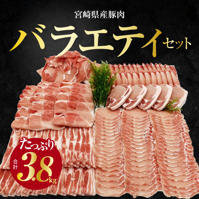 【ふるさと納税】豚肉 バラエティセット 合計 3.8kg（豚肉切り落とし、豚ローススライス、豚モモスライス、豚ロースしゃぶしゃぶ用、豚バラスライス、豚ローストンカツ用）小分け 冷凍 宮崎県産