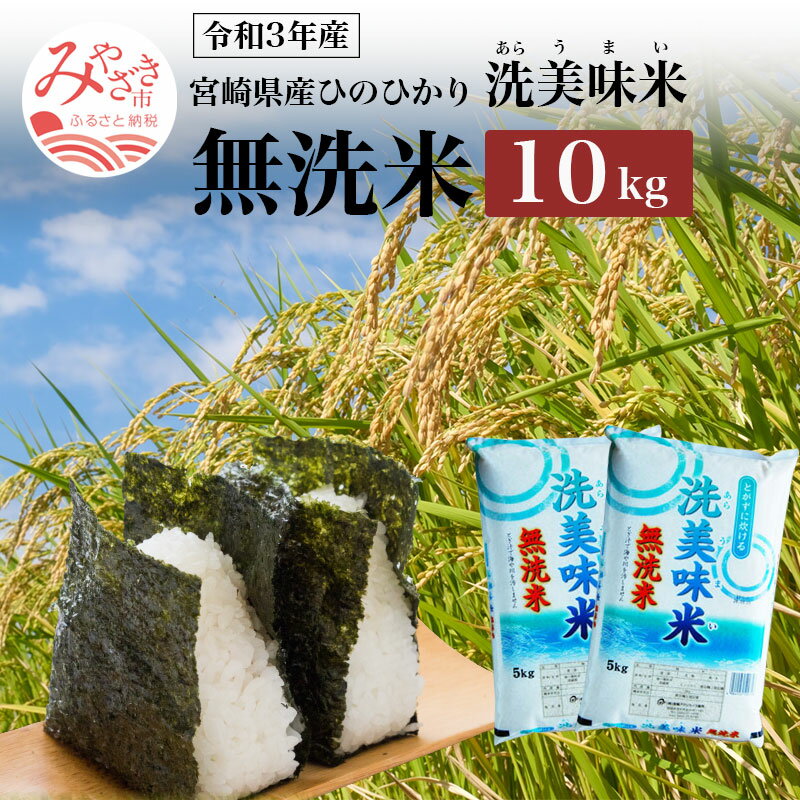 【ふるさと納税】令和3年産 無洗米 宮崎県産 ひのひかり 洗美味米 10kg 5kg×2袋