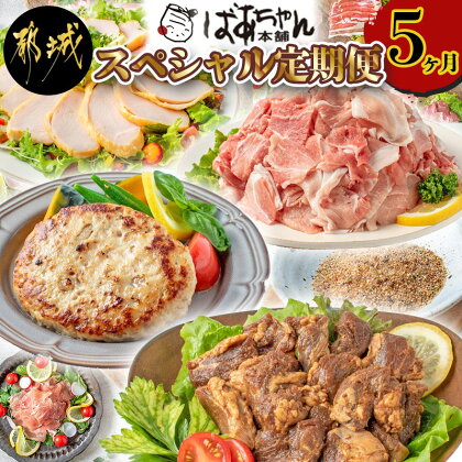 ばあちゃん本舗スペシャル定期便(5ヶ月) - ハンバーグセット 宮崎牛ハンバーグ トンバーグ 観音池ポーク 生ハムセット スモークチキン うまいジャンミート豚ハラミセット 極上スパイス 送料無料 T40-1501【宮崎県都城市は令和2年度ふるさと納税日本一!】
