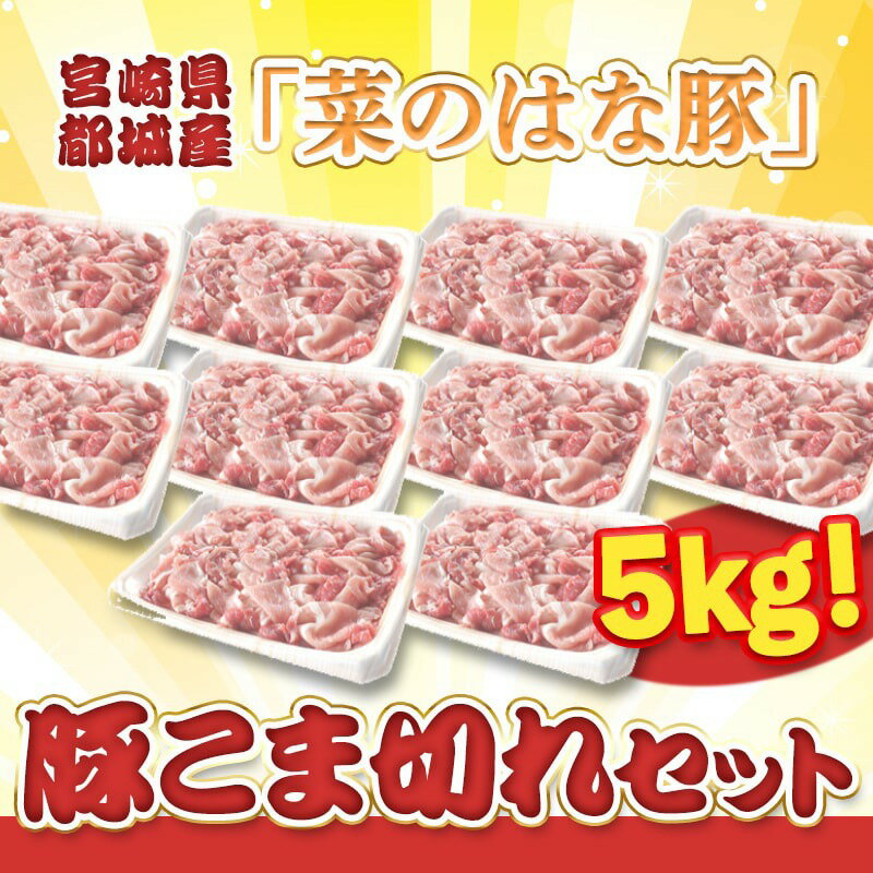 【ふるさと納税】都城産「菜のはな豚」こま切れセット（5kg） - 豚肉 豚小間切れ肉5キロセット 豚こま切れ肉 宮崎県産 国産 九州産 銘柄豚 送料無料 MA-3113【宮崎県都城市は令和4年度ふるさと納税日本一！】