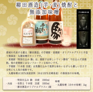 【ふるさと納税】柳田酒造 (芋・麦) 焼酎と無添加味噌 送料無料 MJ-3504【宮崎県都城市はふるさと納税二年連続日本一!!】