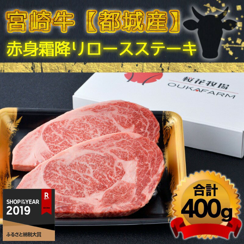 【ふるさと納税】都城産宮崎牛【赤身霜降り】ロースステーキ - 牛肉 宮崎牛(A4ランク) ロースステーキ 400g(200g×2)/ステーキソース付き 安心・安全 サシ入り赤身霜降り牛肉 ステーキ/鉄板焼き 産地直送 送料無料 MJ-6522【宮崎県都城市はふるさと納税二年連続日本一!!】