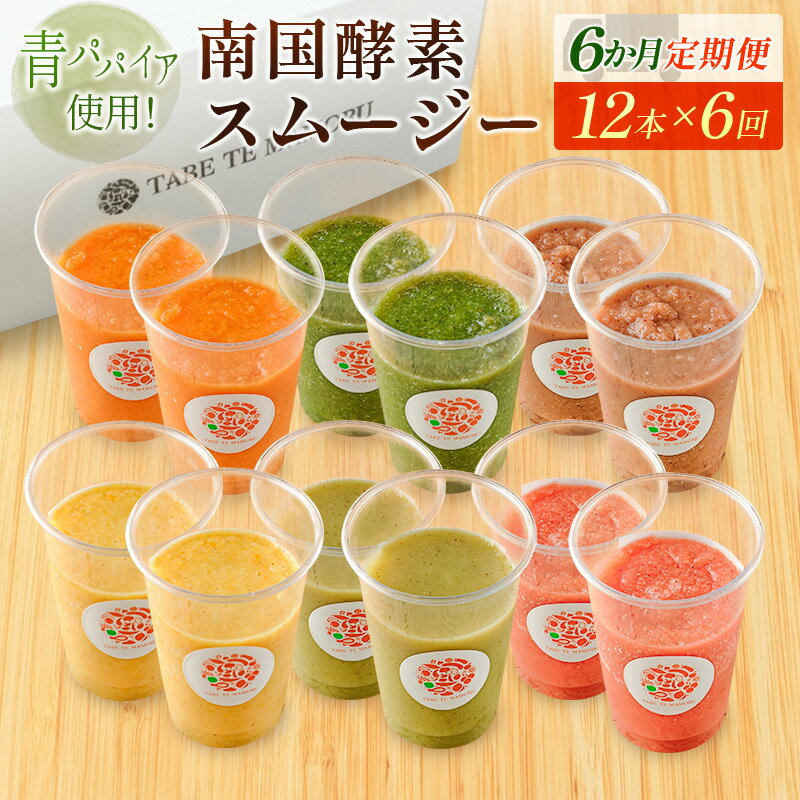 【ふるさと納税】「定期便6か月コース」南国酵素スムージー　200ml×12本セット×6回　 野菜・果実ミックスジュース　青パパイア　果物　フルーツ　飲料　健康　栄養