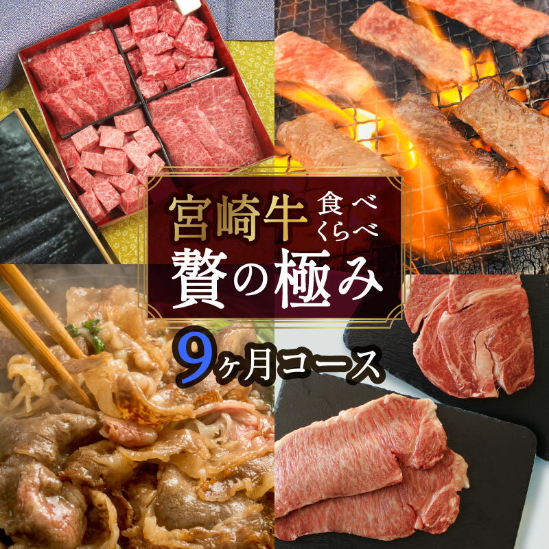 18位! 口コミ数「0件」評価「0」＜宮崎牛＞食べ比べ贅の極み 9ヶ月コース ヒレ・ロース・サーロイン・サブトン・クラシタ