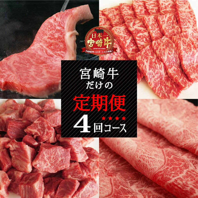 宮崎牛 ステーキ 焼肉 すき焼き しゃぶしゃぶ 煮込みセット 4ヵ月コース 定期便 約3.3kg サーロイン リブロース バラ ウデ モモ クラシタ サイコロカット 送料無料