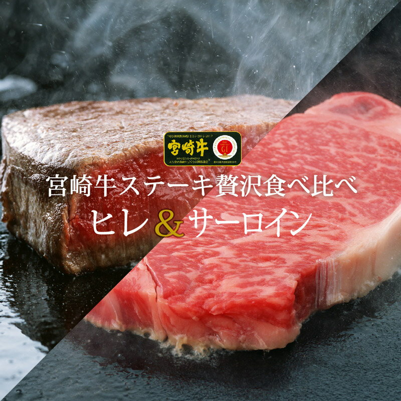 宮崎牛 サーロイン&ヒレステーキ 食べ比べセット 合計400g (200g×2) 霜降り 和牛 牛肉 送料無料 ※90日以内に順次出荷