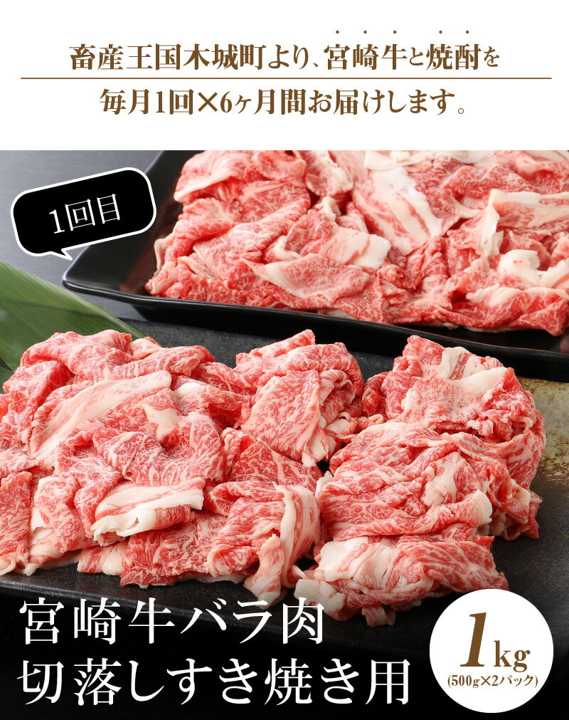 【ふるさと納税】【定期便6回】宮崎牛と焼酎 ちょこっと特別なおうち時間 【宮崎県木城町】