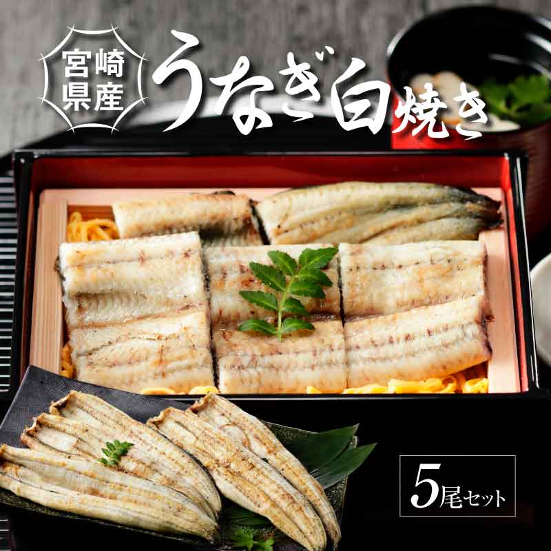 【ふるさと納税】宮崎県産うなぎ白焼き5尾セット - 鰻 ウナギ 国産うなぎ 国内産 素焼き 塩/わさび/抹茶塩/わさび醤油 酒のつまみ おつまみ 肴 うなぎの蒲焼き ひつまぶし/うな丼/うな重/鰻重/鰻丼 満腹セット 惣菜 瞬間冷凍 タレ付き 送料無料【宮崎県児湯郡木城町】のサムネイル