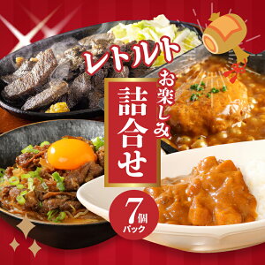 【ふるさと納税】福袋 お楽しみレトルト詰め合わせ7パックセット - 4種類のレトルト食品 パウチ レトルトカレー/牛丼の具/ハンバーグカレー/炭火焼き 常温保存 1人暮らし 湯煎調理 常温保存 ご当地グルメ 送料無料【宮崎県木城町】
