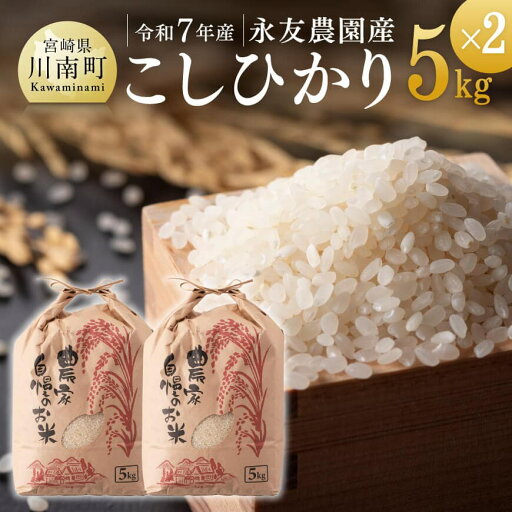 【ふるさと納税】※レビューキャンペーン※ 【令和7年産】永友農園産「こしひかり」10kg(5kg×2) ‐ 米 お米 2025年産 国産 九州産 宮崎県産 コシヒカリ 防災 備蓄 非常用 宮崎県 川南町 送料無料 C10603 【ふるさと納税】※レビューキャンペーン※ 【令和7年産】永友農園産「こしひかり」10kg(5kg×2) ‐ 米 お米 2025年産 国産 九州産 宮崎県産 コシヒカリ 防災 備蓄 非常用 宮崎県 川南町 送料無料 C10603