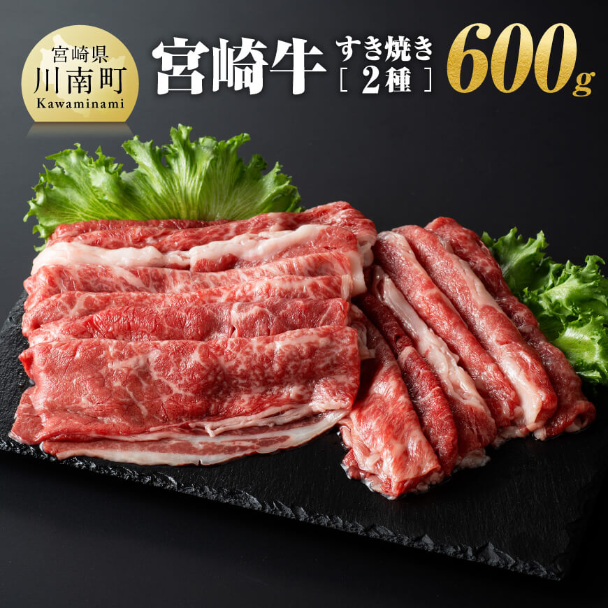 宮崎牛すき焼き2種 600g - 肉 牛肉 宮崎牛 国産牛 宮崎県産 和牛 九州産 日本ハム 記念日 イベント しゃぶしゃぶ BBQ 送料無料