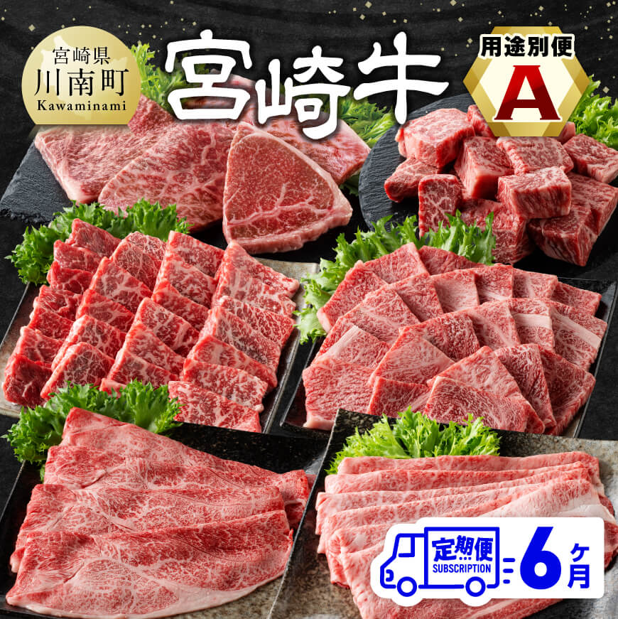 ※レビューキャンペーン※ 【6ヶ月定期便】 宮崎牛用途別便A - 肉 牛肉 黒毛和牛 宮崎県産牛 九州産牛 国産牛 宮崎県産 九州産 国産 肩ロース ウデ モモ 焼肉 ステーキ すき焼き しゃぶしゃぶ E11130