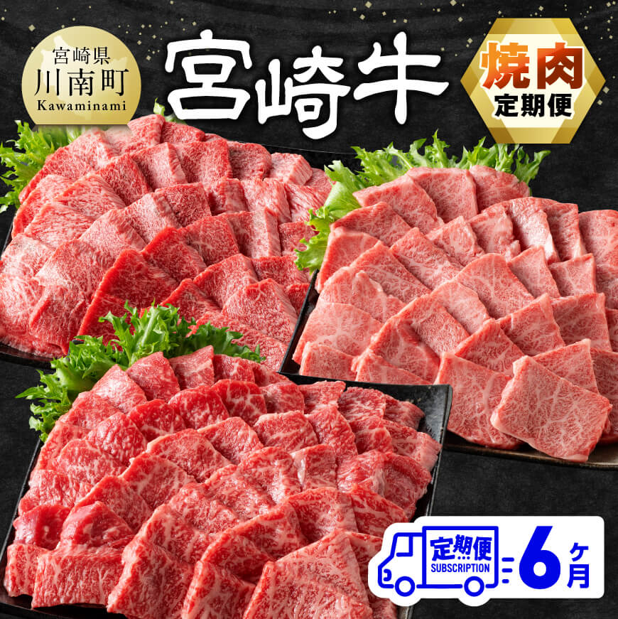 ※レビューキャンペーン※ 【6ヶ月定期便】 宮崎牛焼肉定期便 全6回 - 肉 牛肉 宮崎牛 黒毛和牛 宮崎県産 九州産 国産 肩ロース ウデ モモ 焼肉 バーベキュー BBQ E11132t6