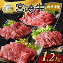 【ふるさと納税】※レビューキャンペーン※ 宮崎牛 赤身 4種1.2kg - 肉 牛肉 国産 宮崎県産 宮崎牛 黒毛和牛 和牛 すき焼き しゃぶしゃぶ 焼きしゃぶ...