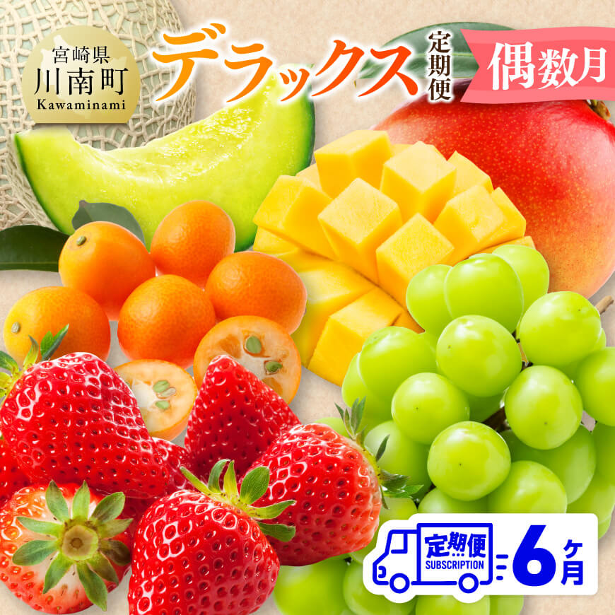 ※レビューキャンペーン※[ 全6回定期便 ] デラックス 定期便 [偶数月] - 川南町産 きんかん いちご 完熟 マンゴー シャイン マスカット メロン D11705t6