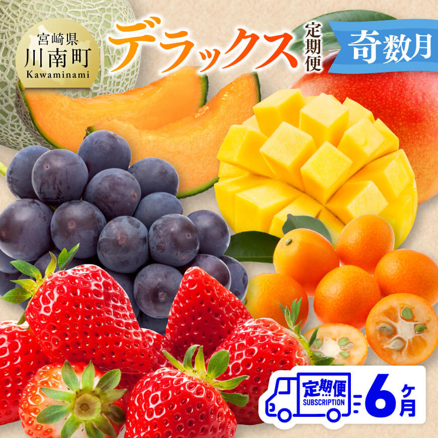 【ふるさと納税】【 全6回定期便 】 デラックス 定期便 【奇数月】 - 川南町産 きんかん いちご 完熟 マンゴー ぶどう ピオーネ 赤肉 メロン D11706t6