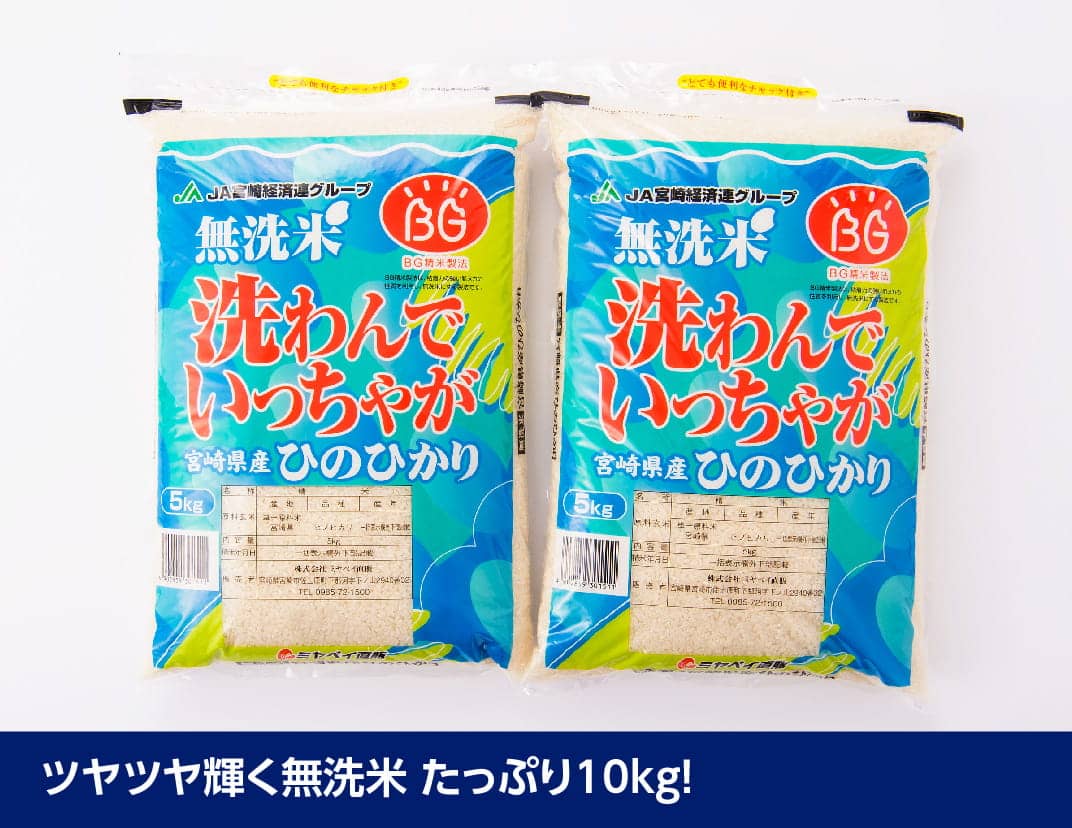 【ふるさと納税】【令和5年度】宮崎県産無洗米ひのひかり10kg【「洗わんでいっちゃが」 お米 地球にやさしい 無洗米 時短 簡単 九州産 宮崎県産 川南町 おうち時間 おうちごはん 送料無料 川南町】 E1606