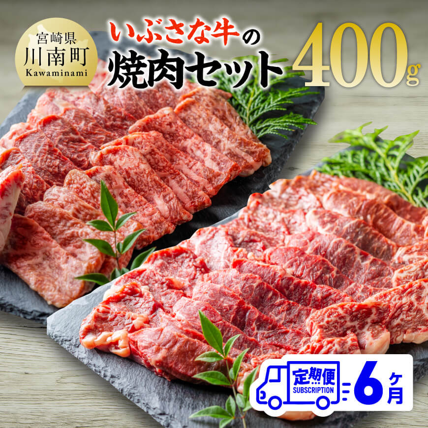 【ふるさと納税】【6ヶ月定期便】いぶさな牛の焼肉セット400g - 宮崎県産 牛 切り落とし 黒毛和牛 定期便 D05306t6