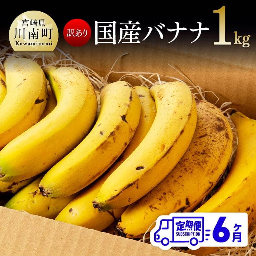 16位! 口コミ数「1件」評価「5」※レビューキャンペーン※【訳あり】国産バナナ1kg　6ヶ月定期便 ご自宅用や皮ごとスムージーにもオススメ！ F5804 送料無料